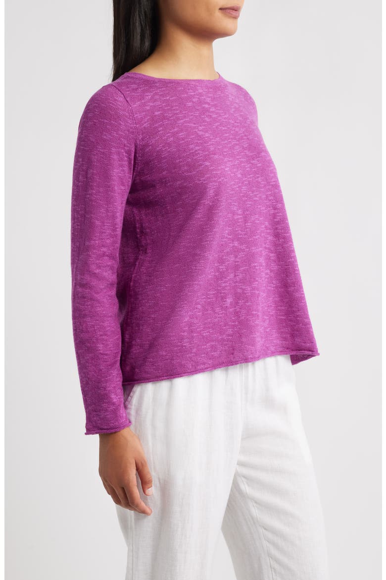Boat Neck Organic Linen & Cotton Sweater, Alternate, color, GRAPE