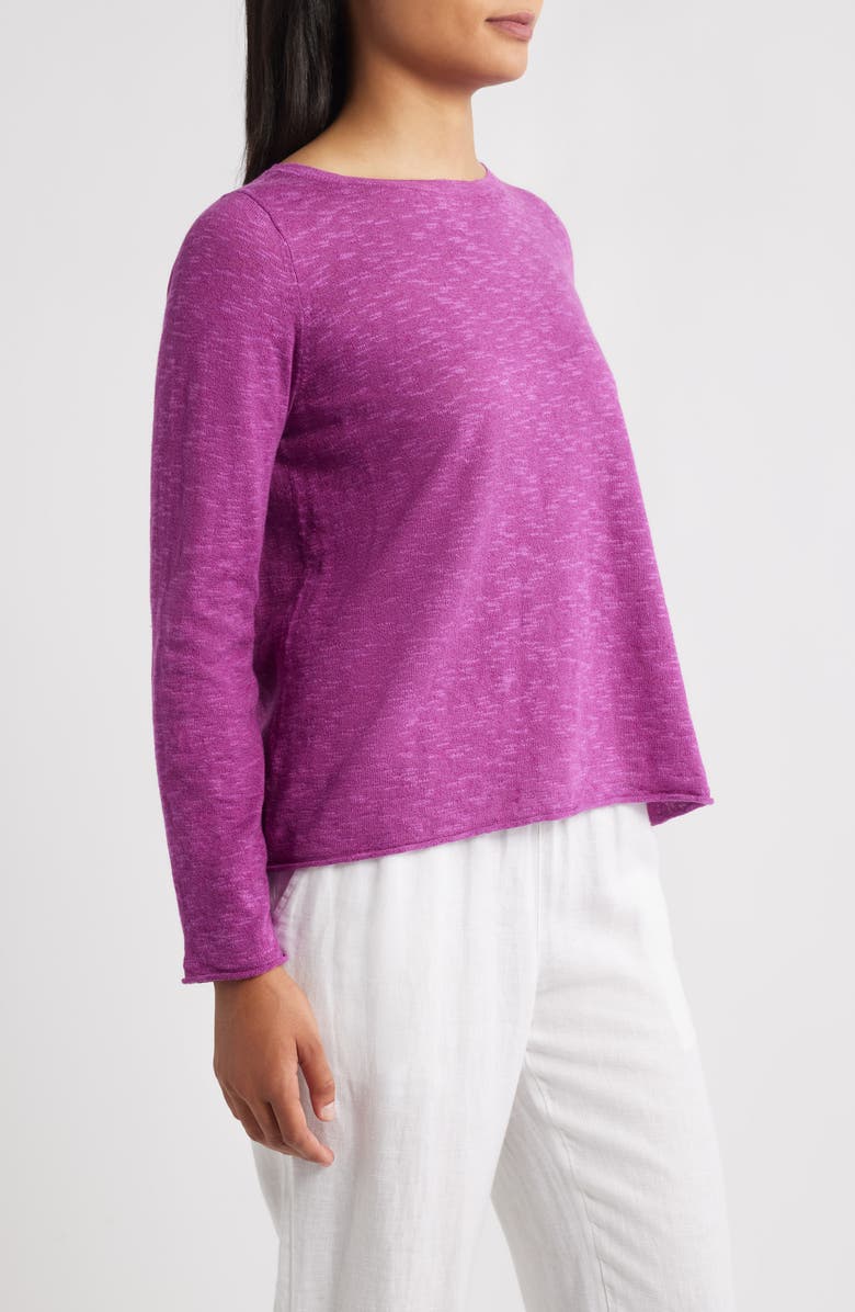Eileen Fisher Boat Neck Organic Linen & Cotton Sweater, Alternate, color, Grape