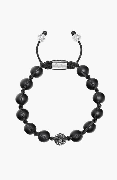 Black Diamond Beaded Bracelet With Matte Onyx And Sterling Silver
