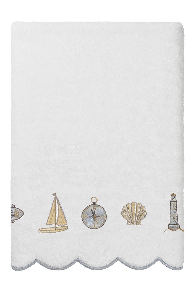 Sea Joy Scallop 3-Piece Embellished Towel Set, Alternate, color, WHITE/ GRAY