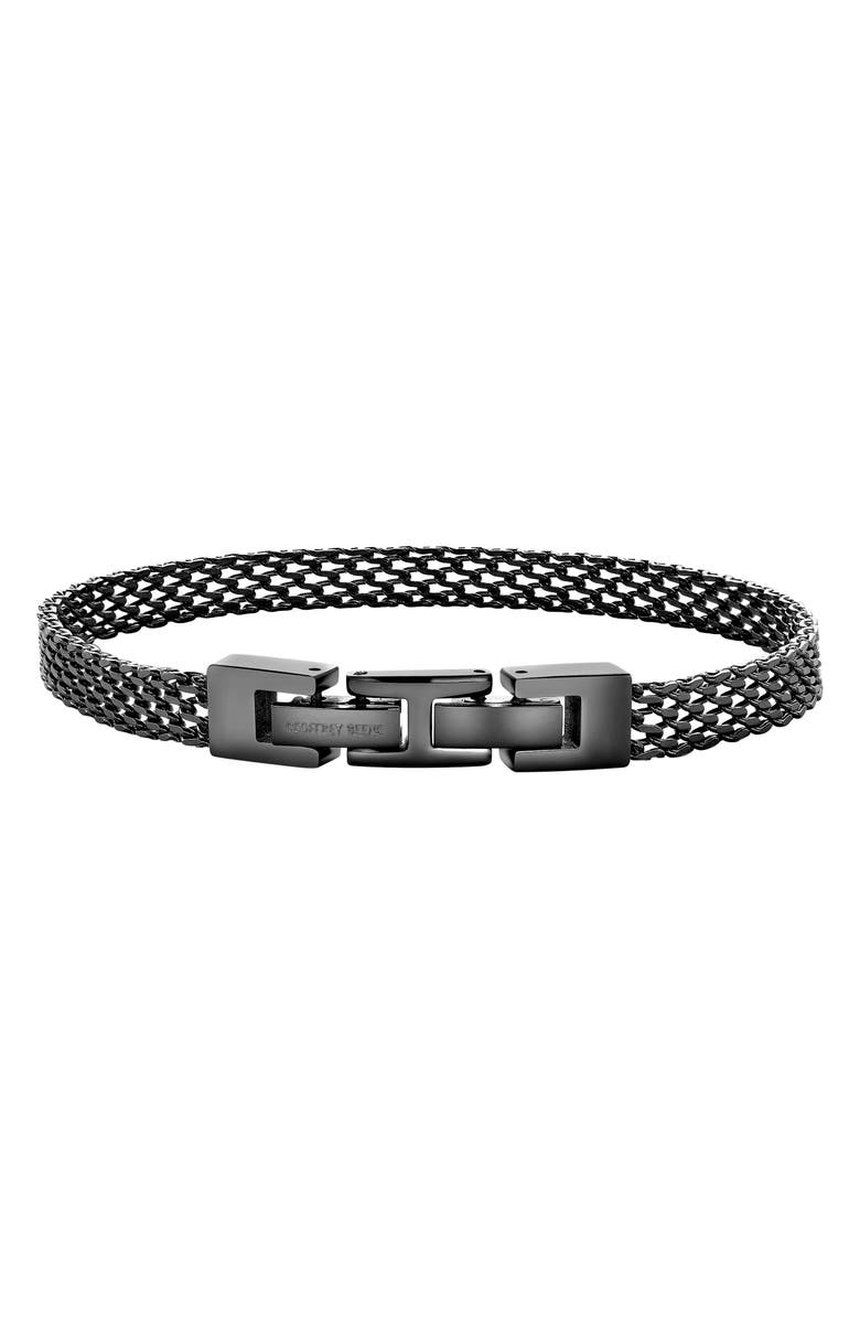 GEOFFREY BEENE Men's Stainless Steel Mesh Chain Bracelet, Alternate, color, Black