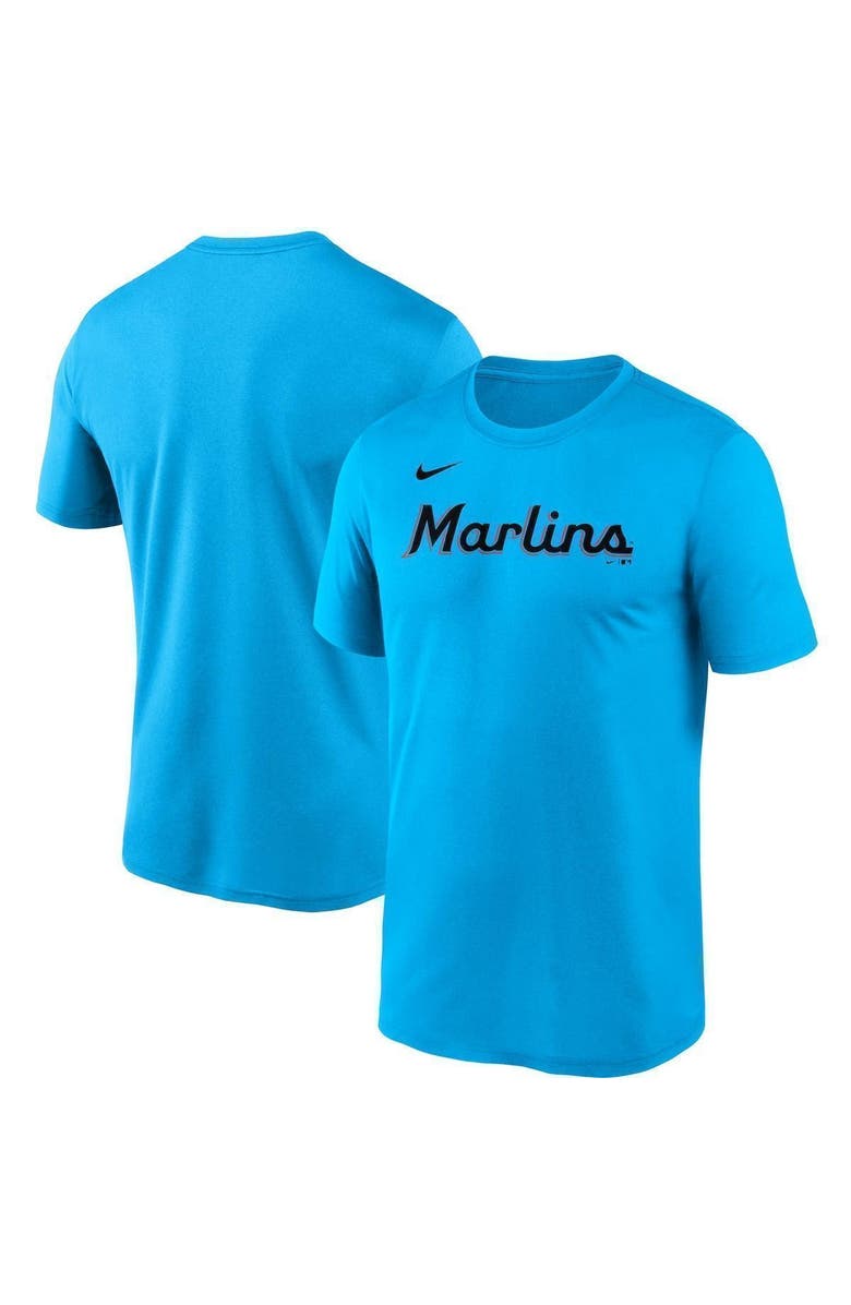 Nike Men's Nike Blue Miami Marlins Wordmark Legend Performance T-Shirt, Alternate, color, 