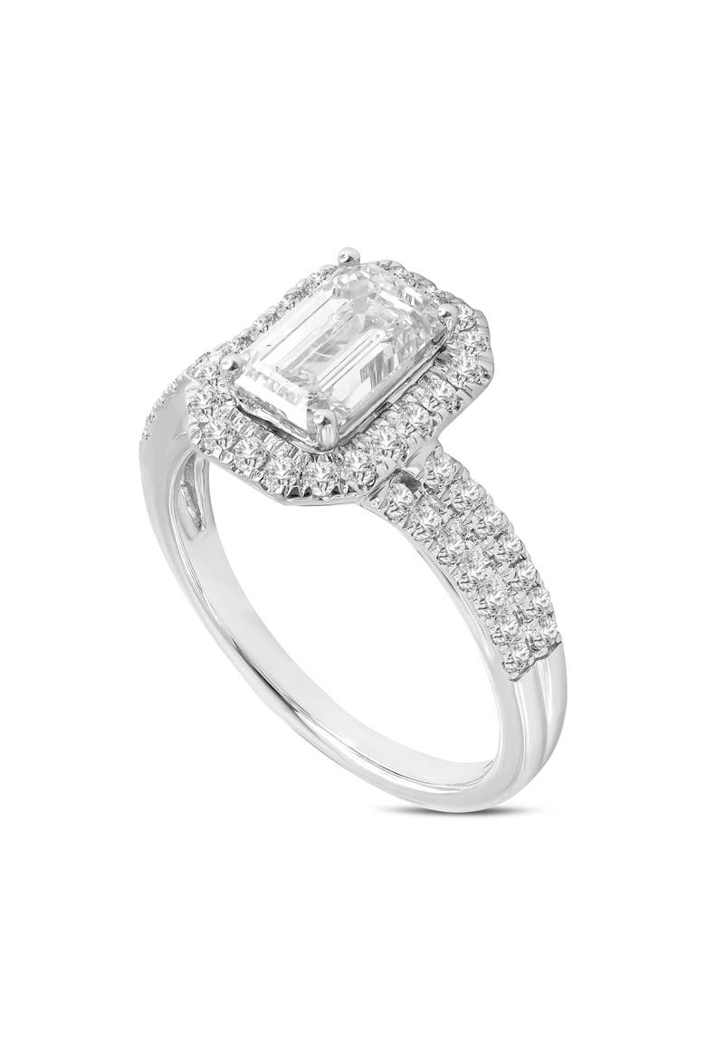 Mariam 14K White Gold Emerald Cut Lab Grown Diamond Halo Engagement Ring - 2.1 Ct, Main, color, 14K White Gold