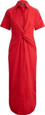 Lauren Ralph Lauren Twist Front Cotton Blend Shirtdress