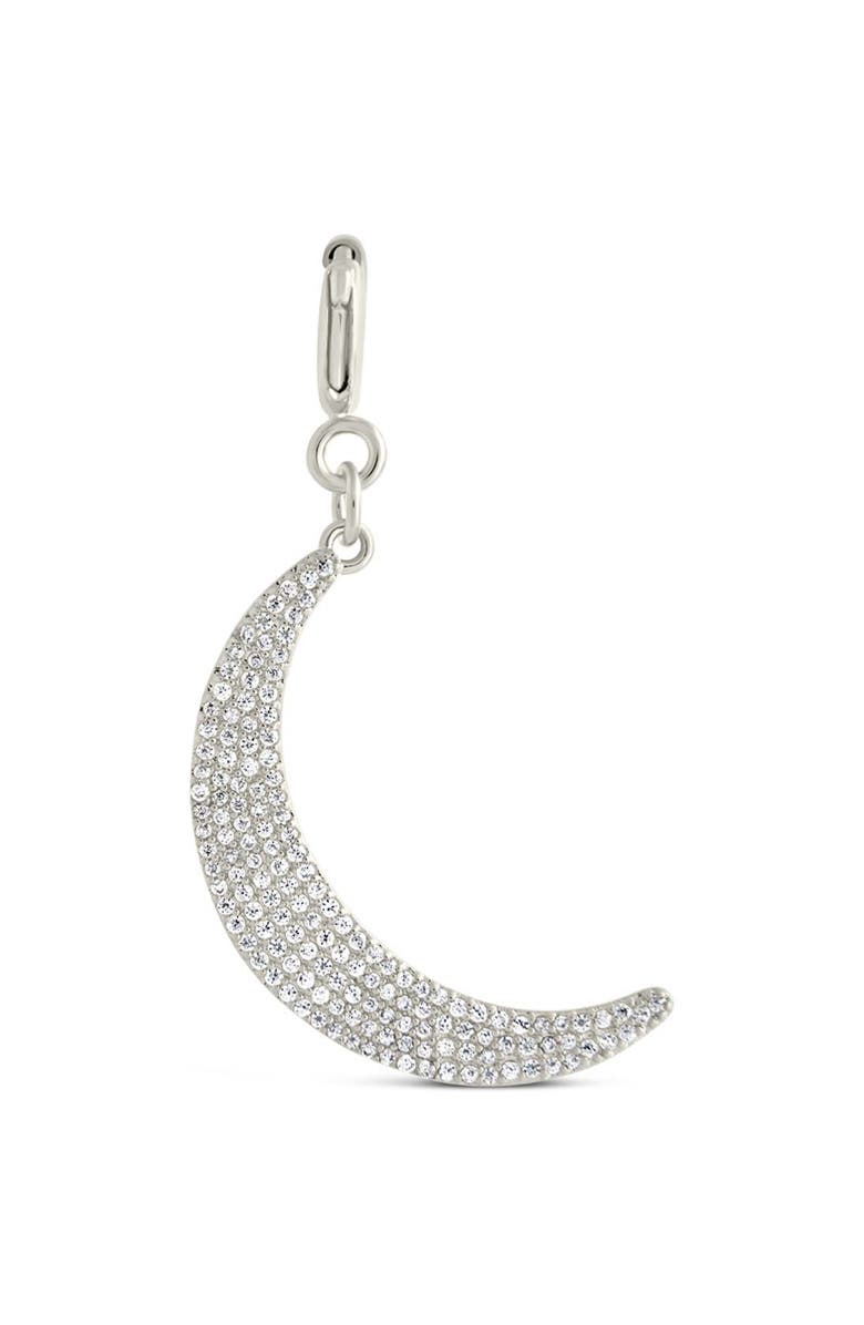 Sterling Forever Cubic Zirconia Crescent Moon Charm, Main, color, Silver