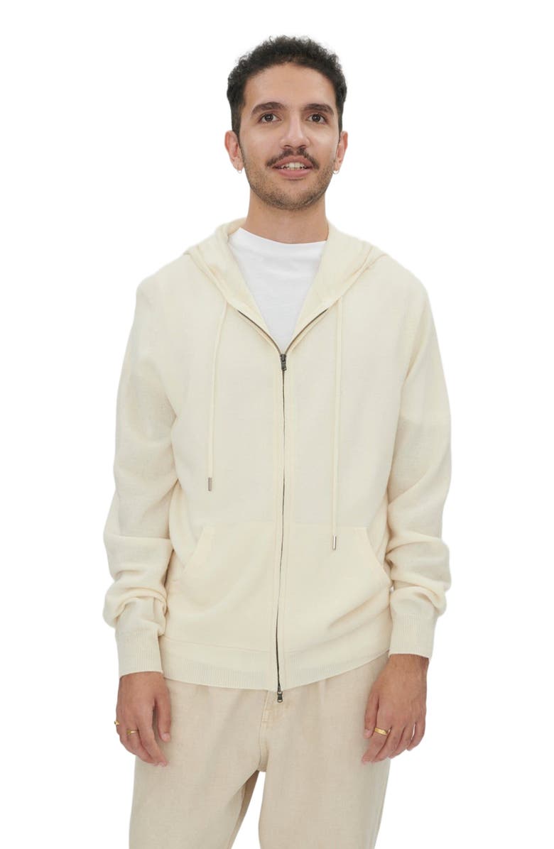 GOBI Mongolian Cashmere Cashmere Zip Hoodie, Alternate, color, Marshmallow