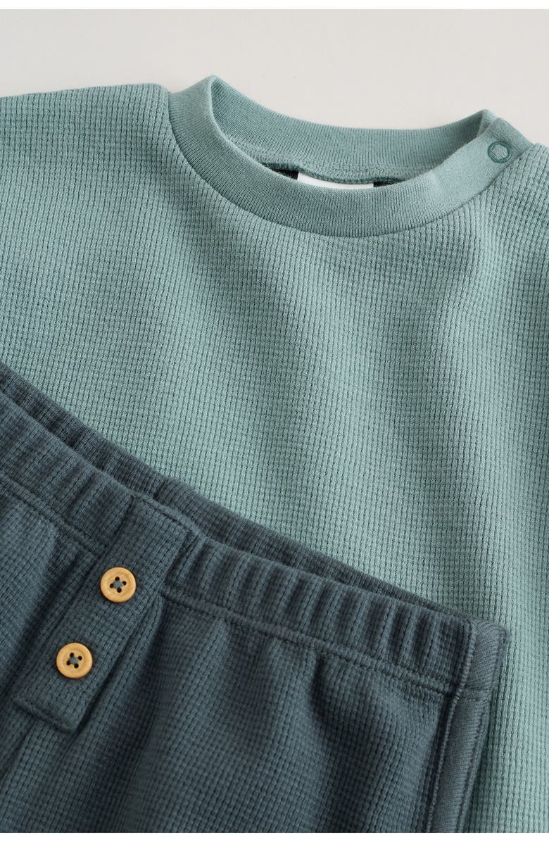 NEXT Waffle Knit Sweatshirt & Shorts Set, Alternate, color, Green