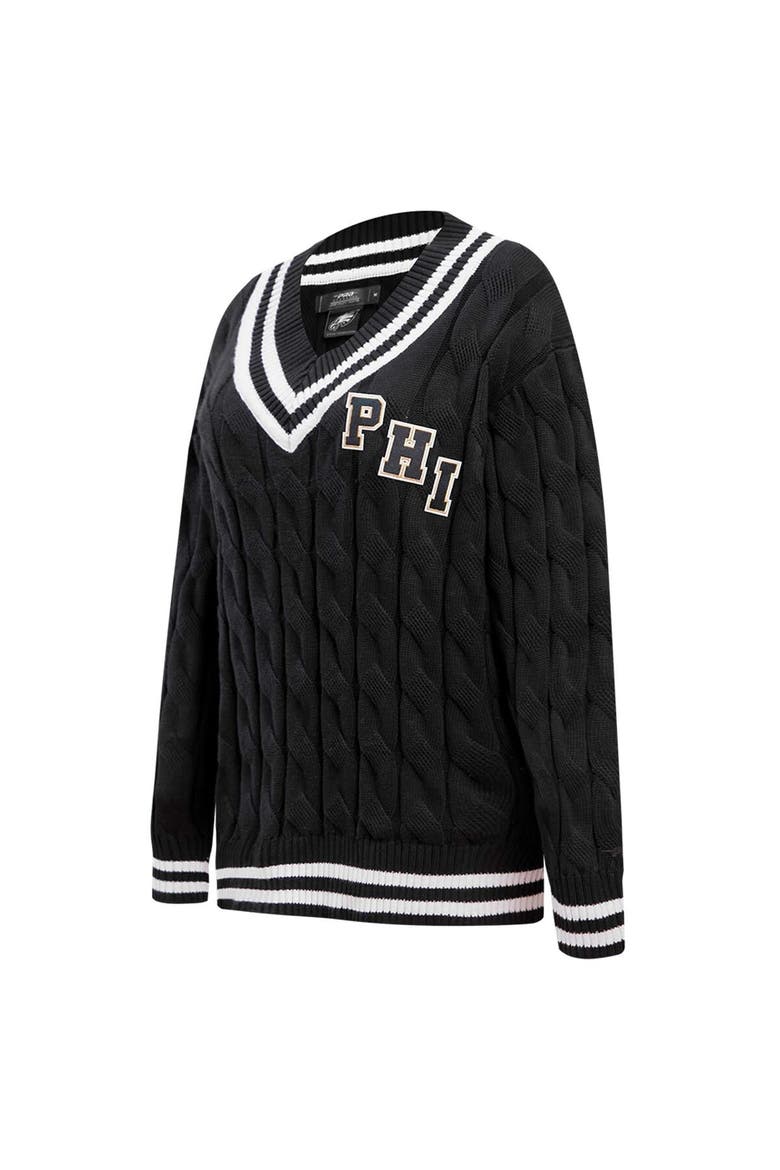 Women's Pro Standard  Black Philadelphia Eagles Prep V-Neck Pullover Sweater, Alternate, color, Black
