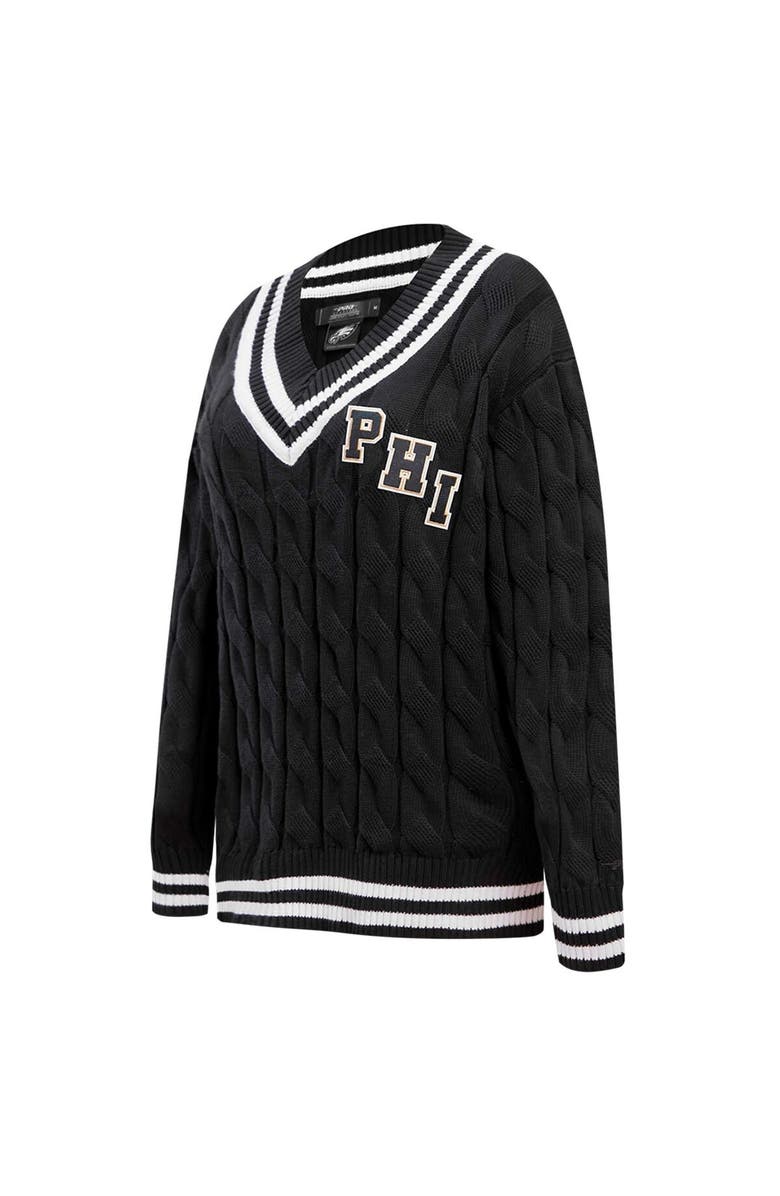 PRO STANDARD Women's Pro Standard  Black Philadelphia Eagles Prep V-Neck Pullover Sweater, Alternate, color, 