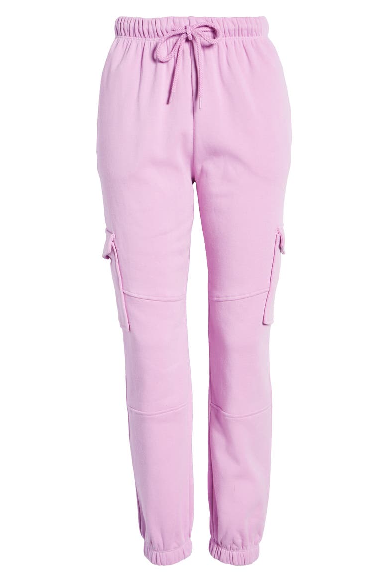 Tie Waist Cargo Sweatpants, Alternate, color, PURPLE TULIP