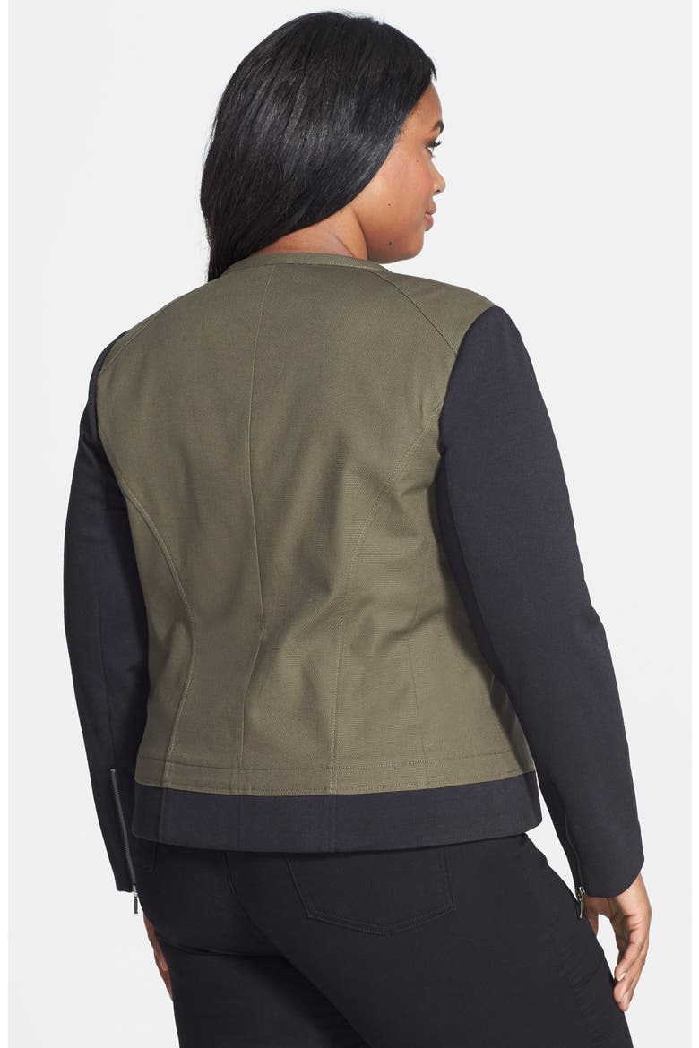 'Aruba Dobby' Mixed Media Jacket, Alternate, color, OLIVE TUSCAN- BLACK