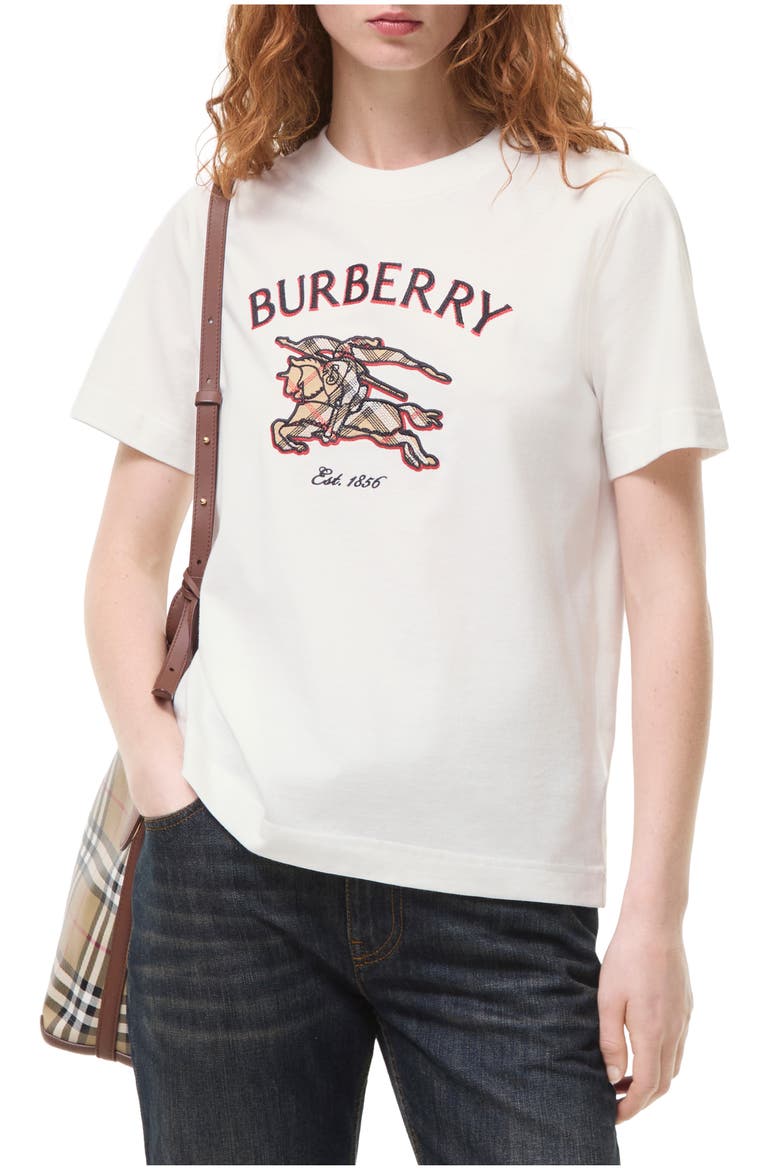 Knight Check Cotton T-shirt, Main, color, Chalk white