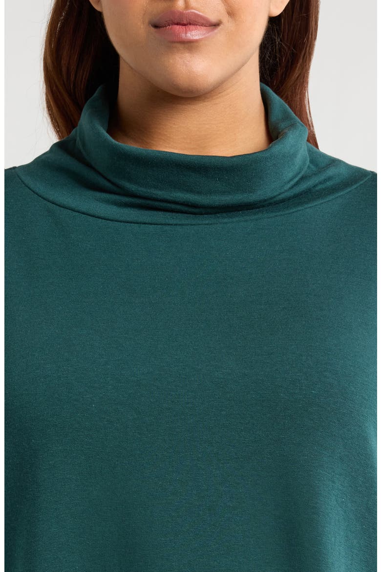 Drapey Funnel Neck Terry Tunic, Alternate, color, PINE