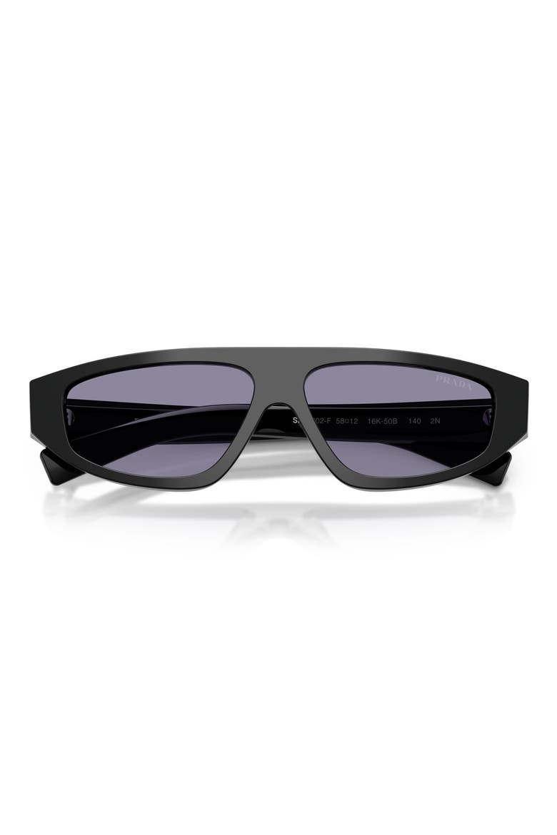 58mm Irregular Sunglasses, Alternate, color, BLACK / VIOLET MIRROR SILVER