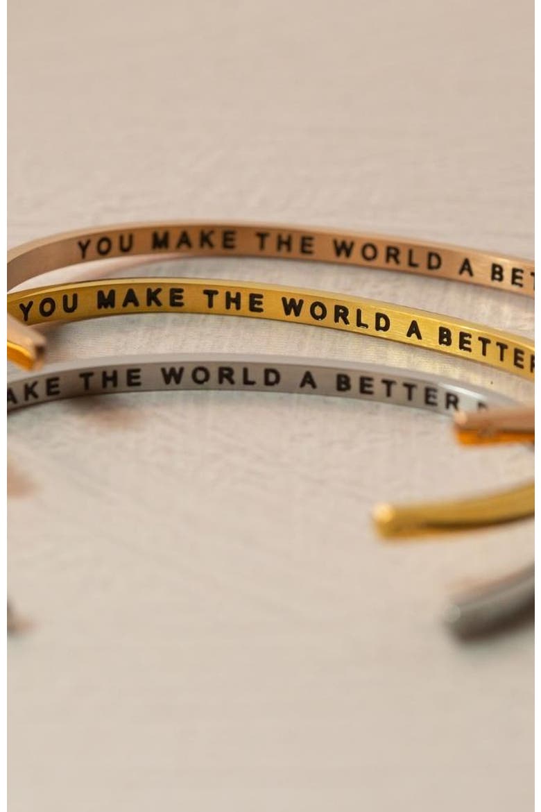 You Make The World A Better Place bracelet, Alternate, color, Inside - Silver