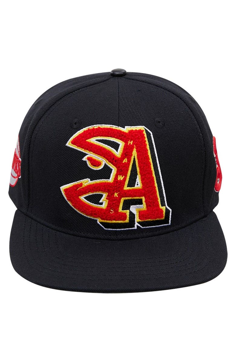 PRO STANDARD Men's Pro Standard Black Atlanta Hawks Mashup Logos Snapback Hat, Alternate, color,
