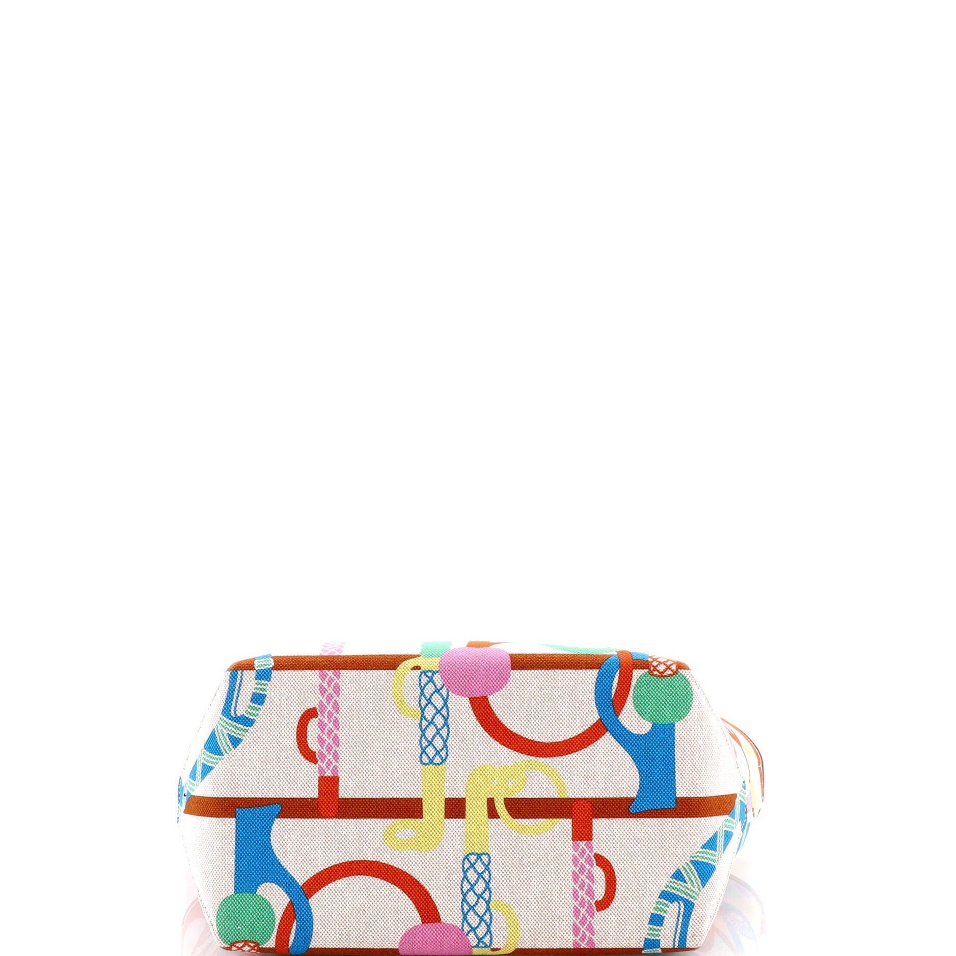 Pre-Owned Hermes Sac Steeple Tote Printed Toile with Leather 25, Alternate, color, Gold