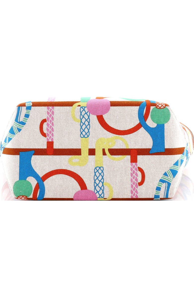 Pre-Owned Hermes Sac Steeple Tote Printed Toile with Leather 25, Alternate, color, Gold