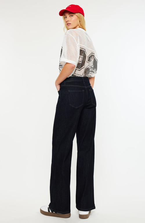 Kancan Norie High Rise Wide Leg Jeans In Black