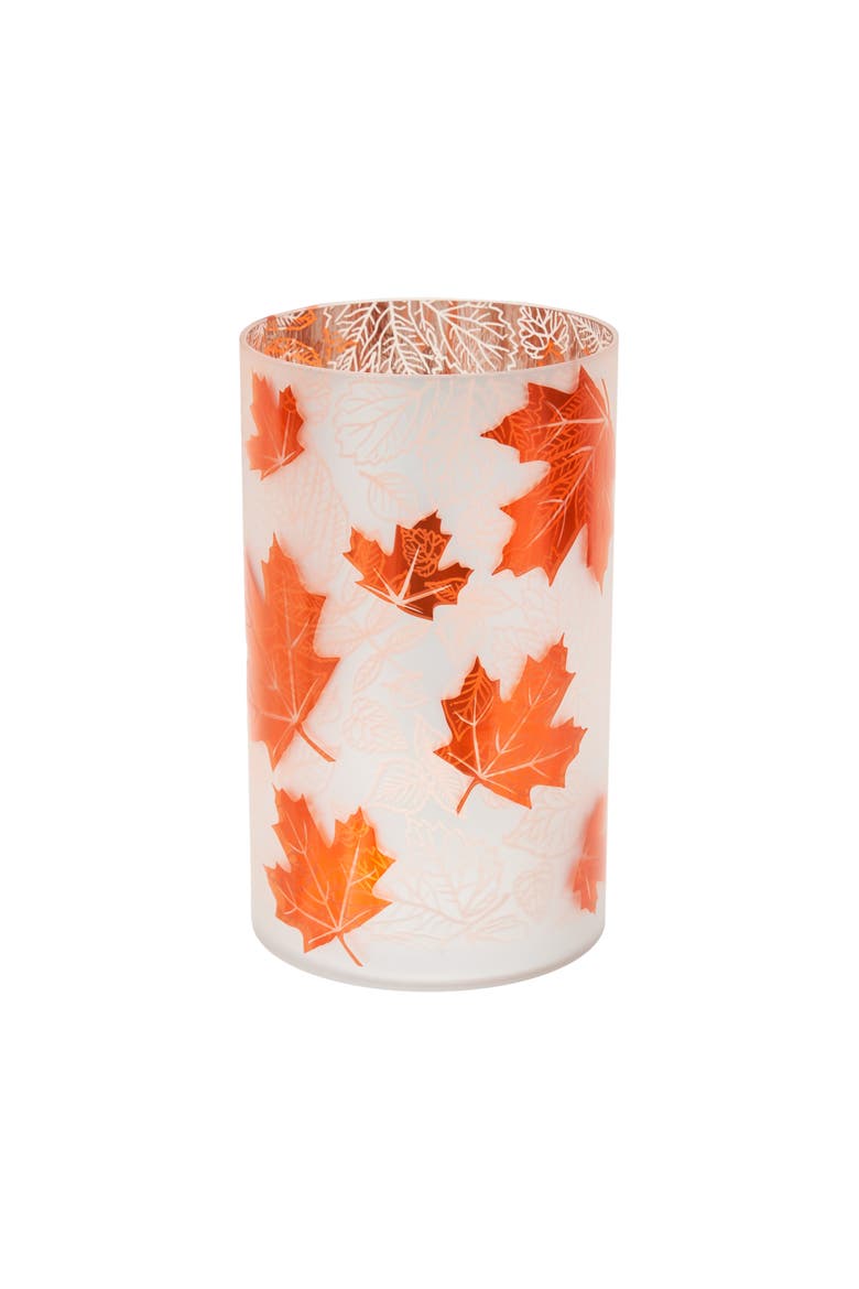 Fall Leaves Glass Container Large, Main, color, Orange