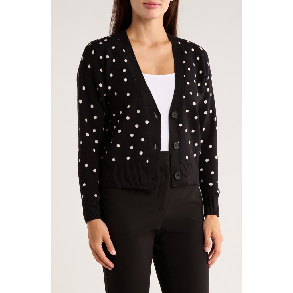 Tahari V-neck Crop Cardigan In Black
