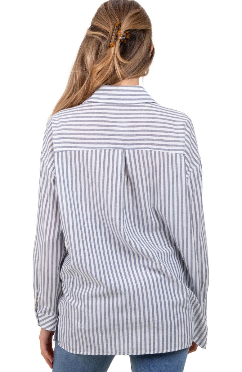 PinkBlush Striped Double Pocket Button Down Top, Alternate, color, 