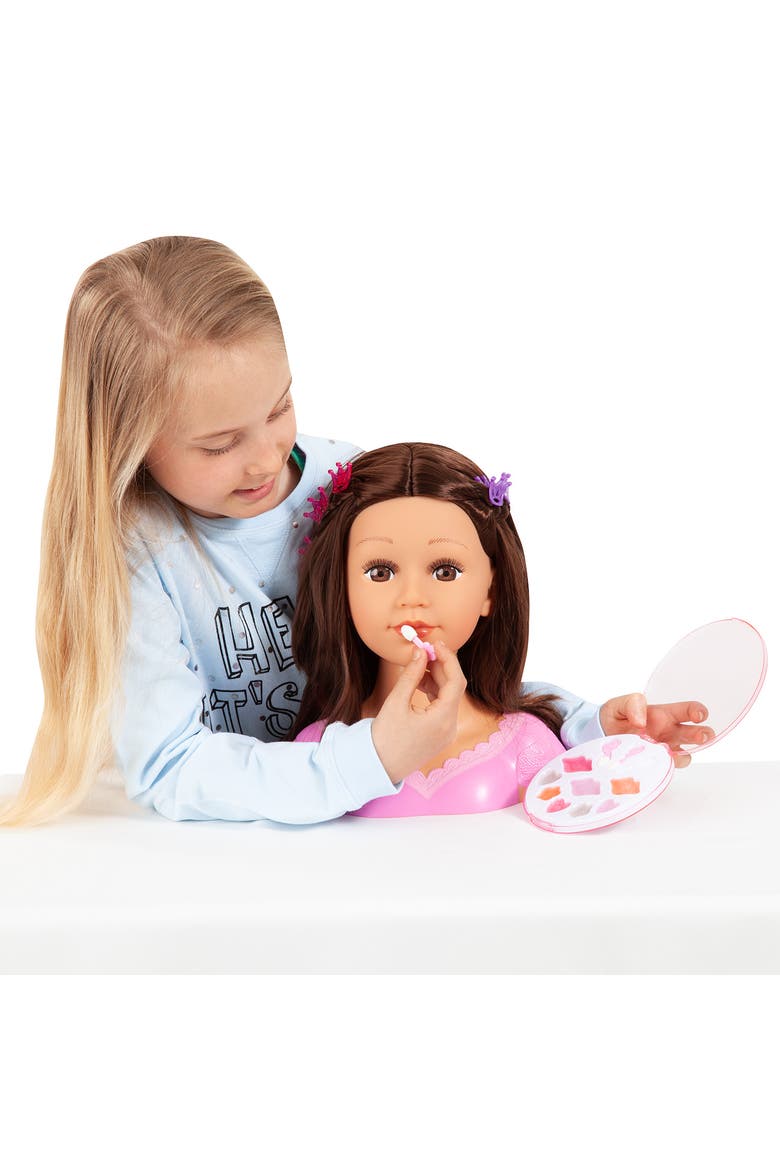 Charlene Super Model Make Up Head, Brunette with Make-Up and Stickers, Alternate, color, Multicolored