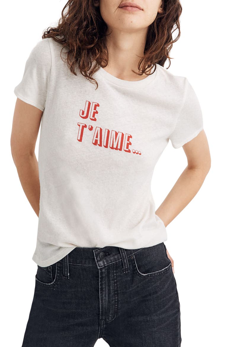 Je T'aime Graphic Lo-Fi Shrunken Tee, Main, color, PEARL IVORY JE TAIME