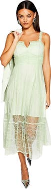 Warehouse Runway Lace Detail Maxi Dress