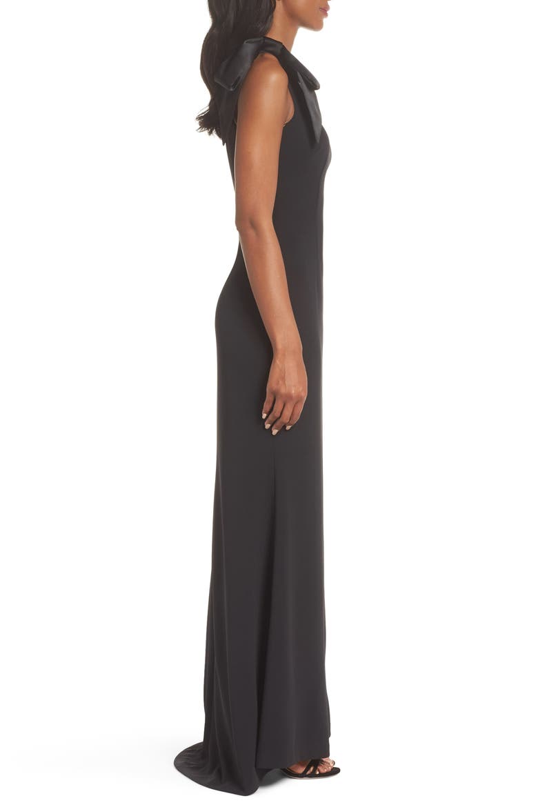 One-Shoulder A-Line Gown, Alternate, color, BLACK