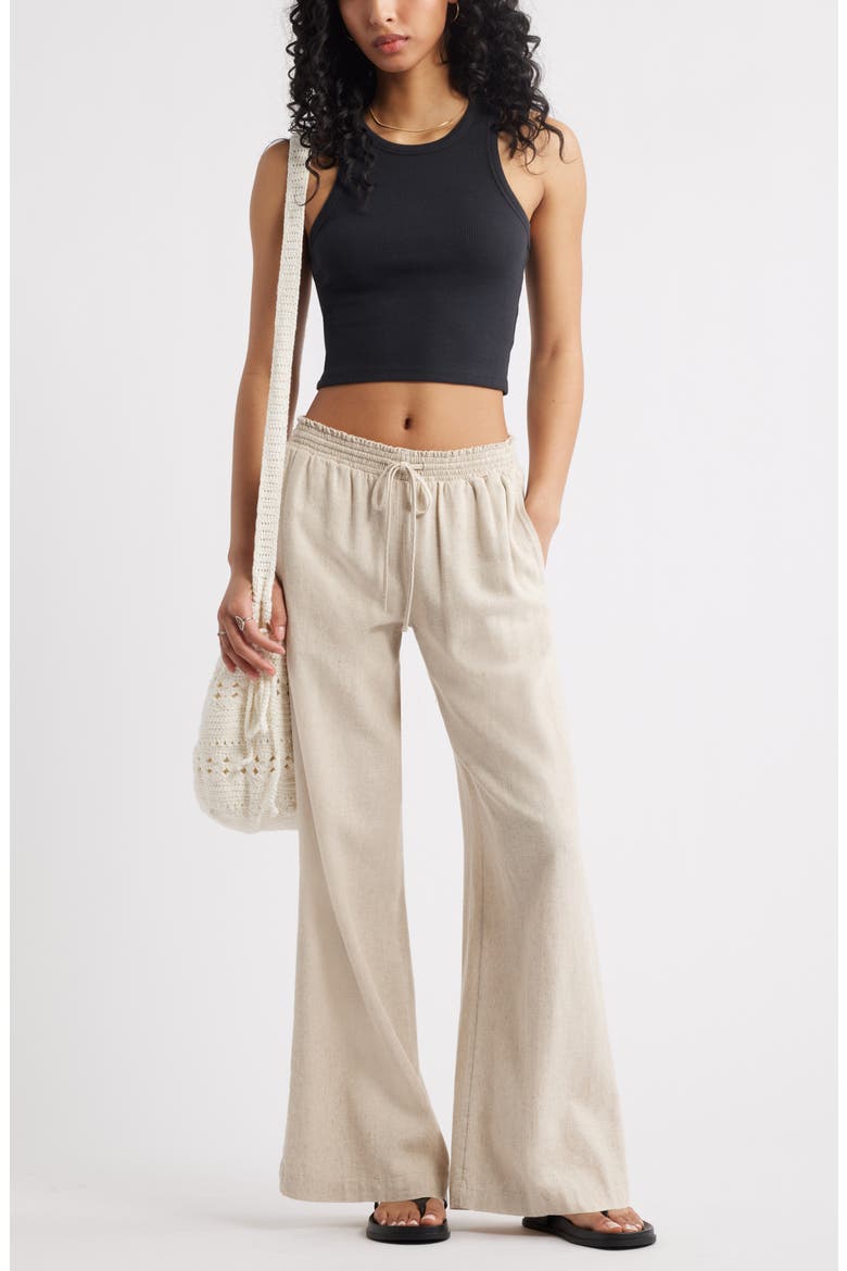 Linen Blend Beach Pants, Alternate, color, NATURAL