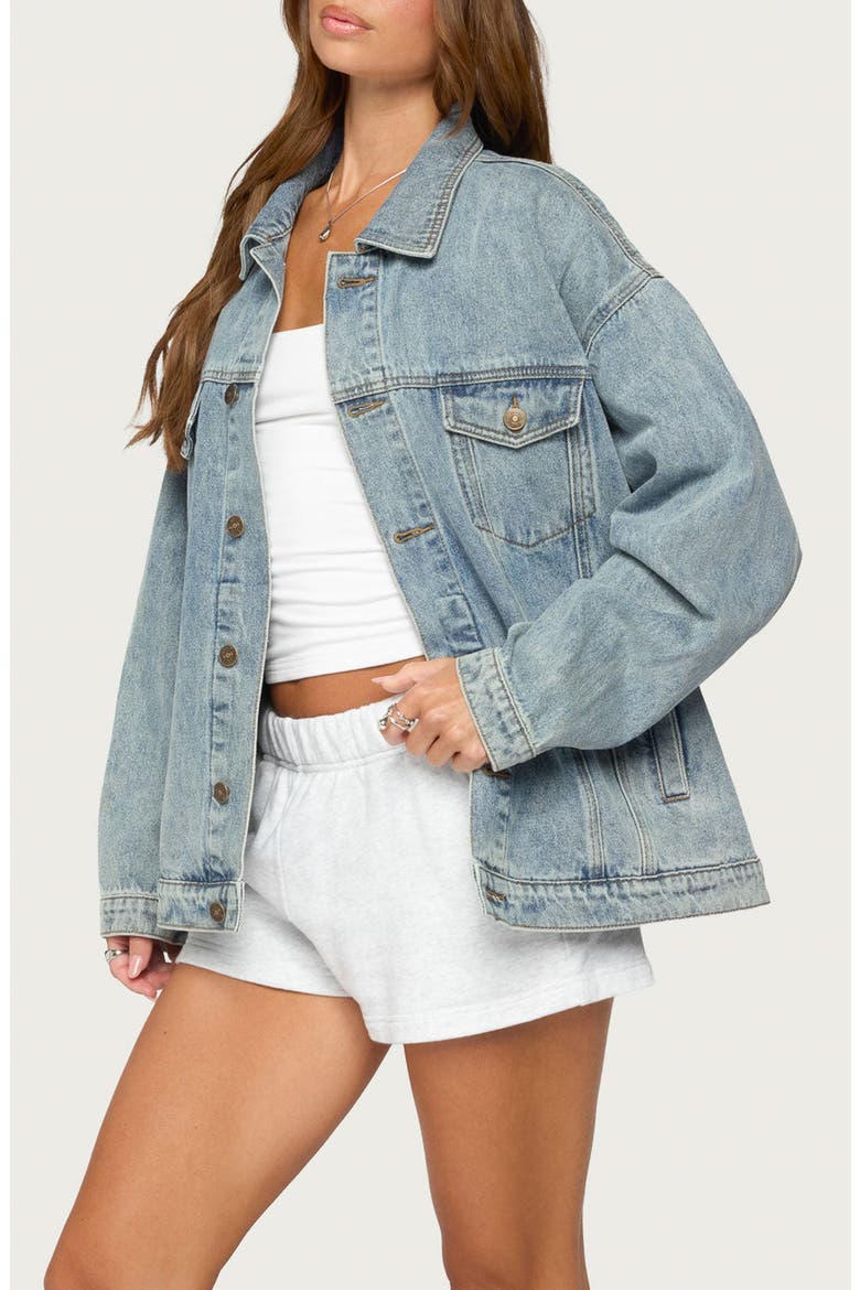 Dalia Oversized Denim Jacket, Alternate, color, LIGHT-BLUE-WASHED