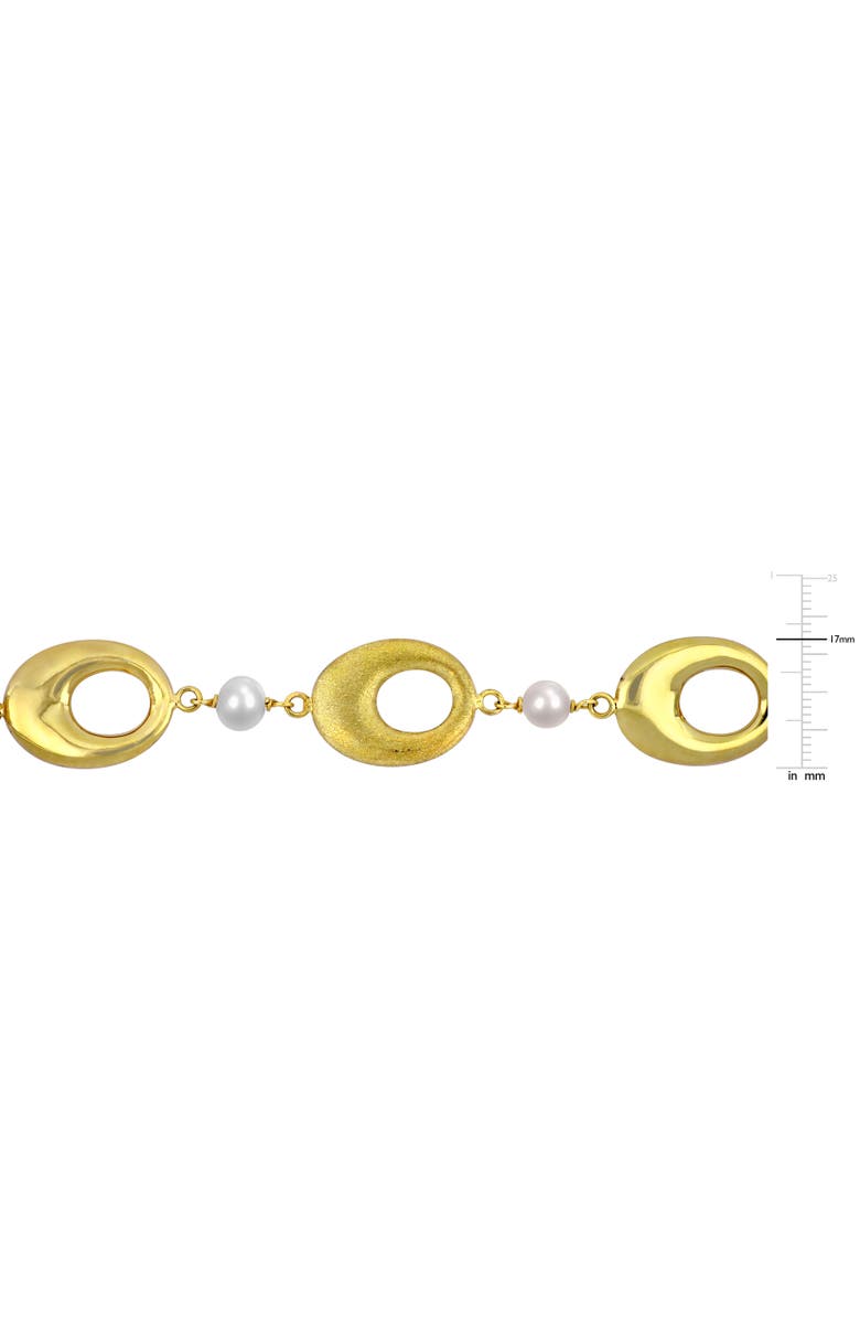Julianna B. Pearl Disc Station Bracelet 18k Gold Plated Silver, Alternate, color, Cultured Pearl
