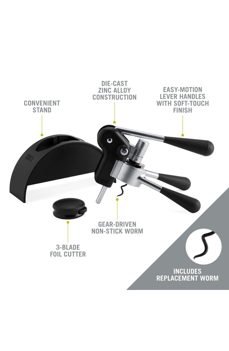 HOST Lever Corkscrew Set, Alternate, color, Black