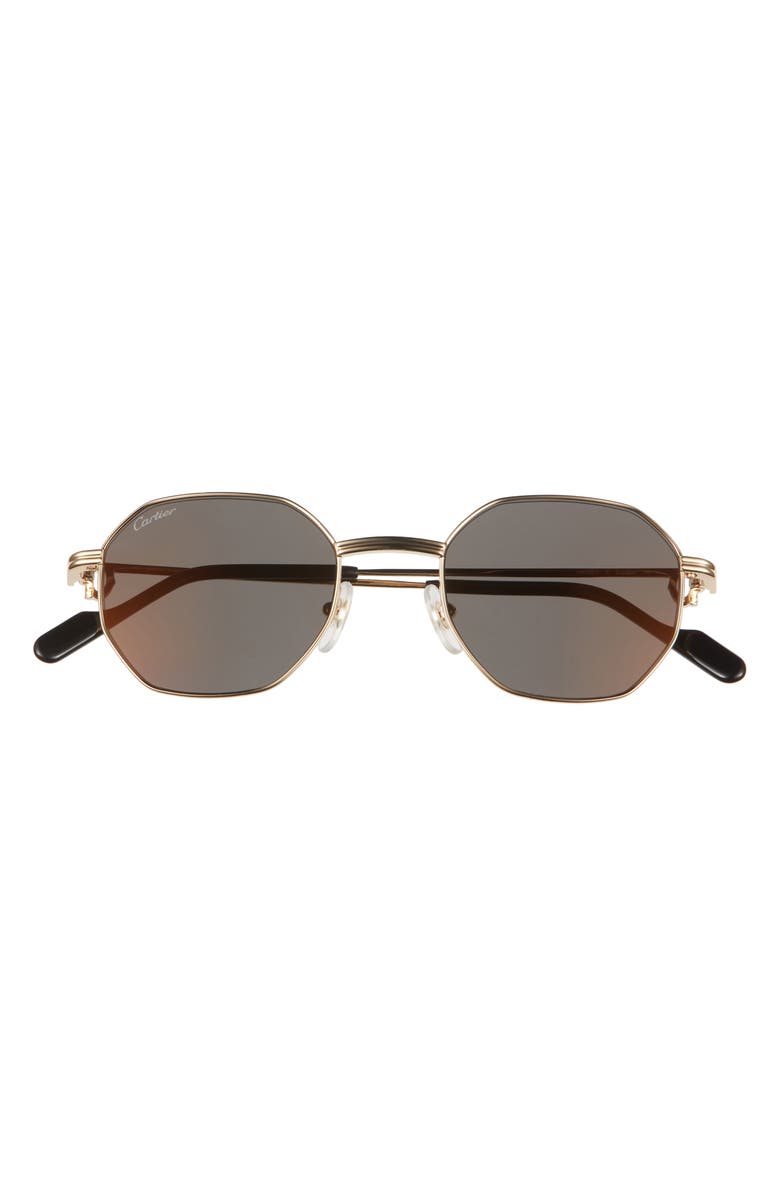 Cartier 50mm Round Sunglasses, Main, color, Gold