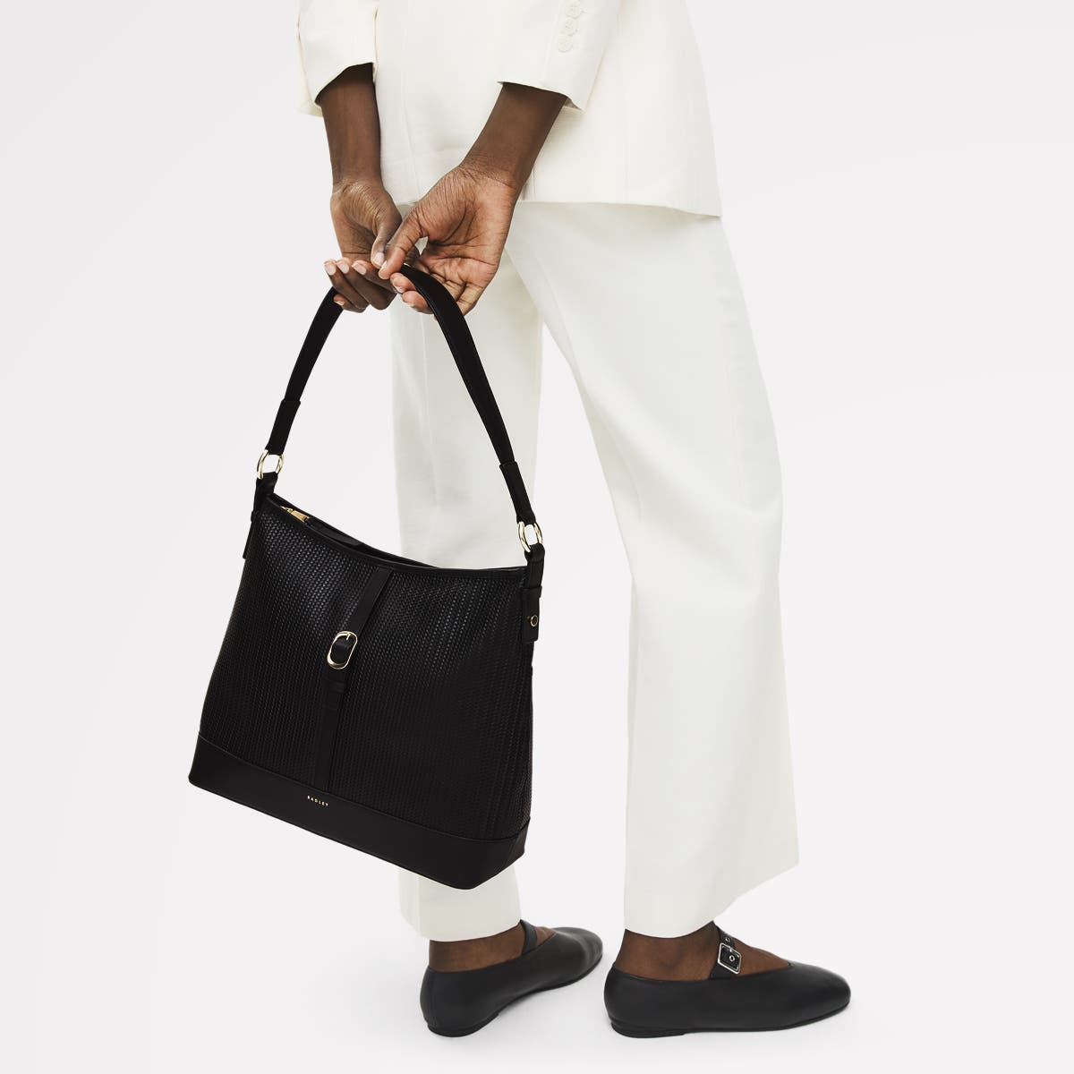 Radley Ebury - Weave Medium Ziptop Shoulder Bag, Alternate, color, Black