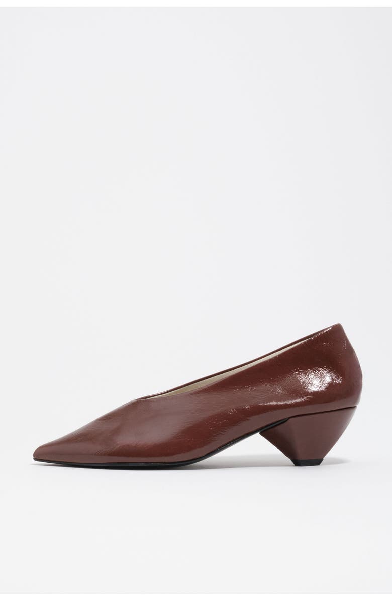 Bimba y Lola Leather Mid-Heel Shoe., Main, color, Brown