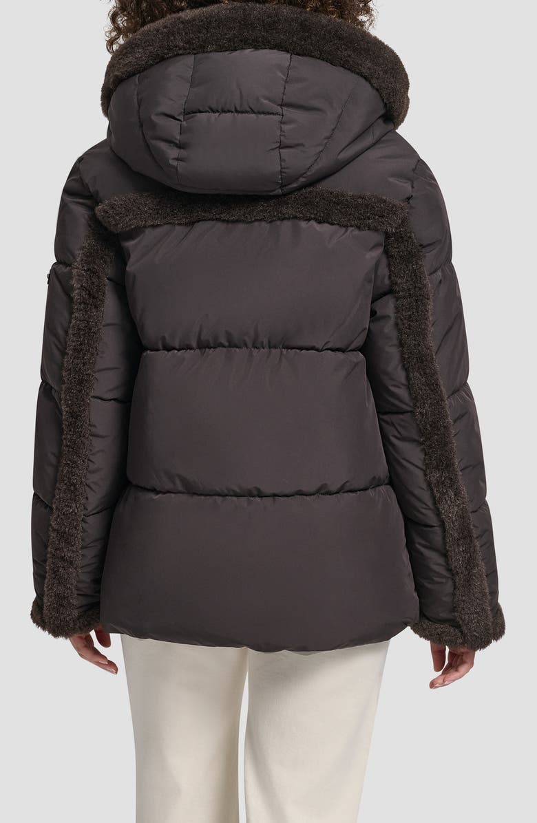 DKNY Faux Fur Spill Hooded Puffer Jacket, Alternate, color, Bitter