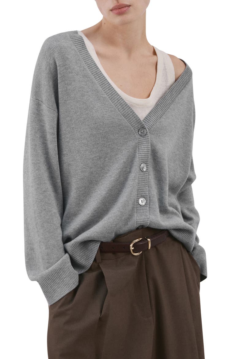 V-Neck Cardigan, Main, color, MEDIUM HEATHER GREY