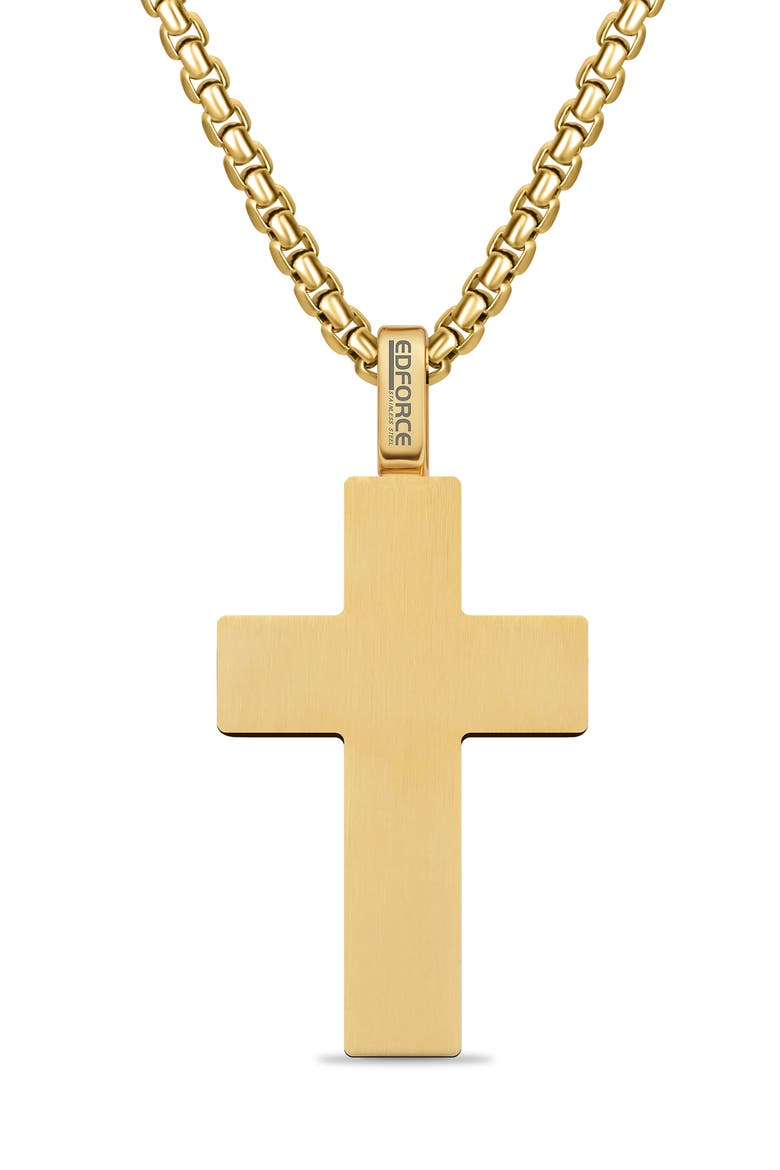 Men's Inlay Cross Pendant Necklace, Alternate, color, GOLD