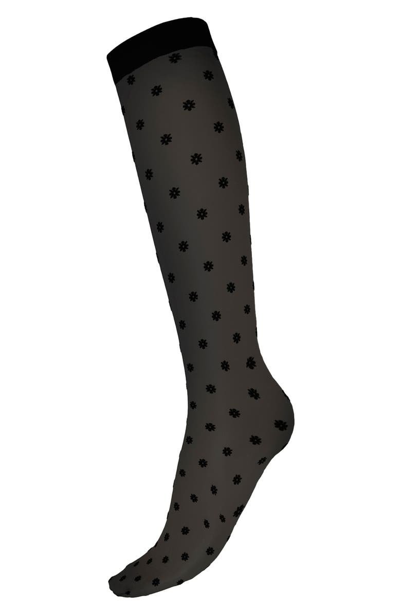 Wolford Daisy Sheer Knee High Socks, Alternate, color, 