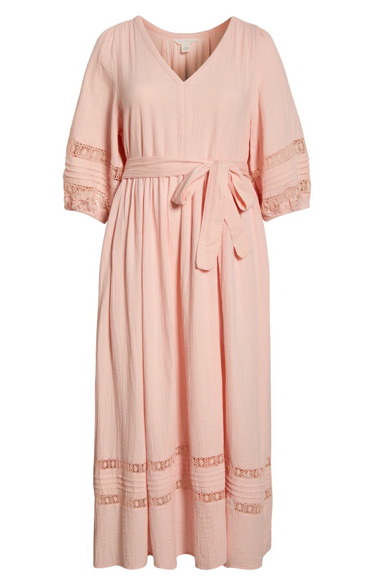 Caslon<sup>®</sup> Belted Cotton Maxi Dress, Alternate, color, Pink Delight