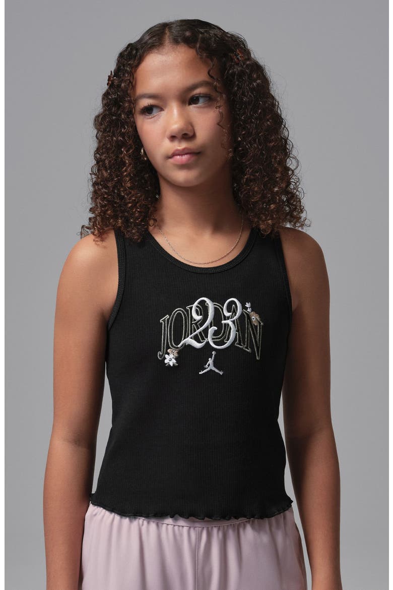 Kids' Graphic Flower of Friendship Racerback Tank, Alternate, color, BLACK