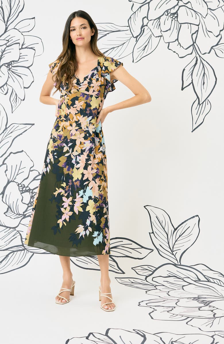 Maggy London Floral Empire Waist Maxi Dress, Alternate, color,