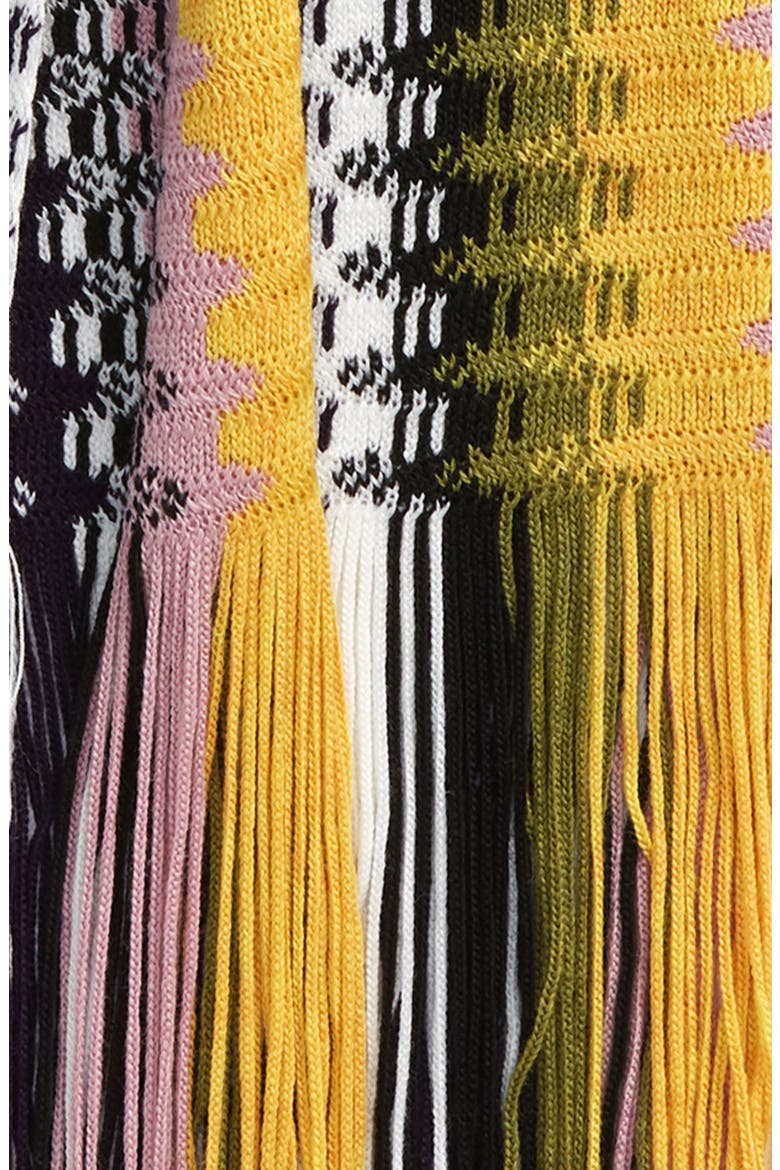 Pattern Stripe Fringe Wool Scarf, Alternate, color, MULTI ROSE/ BLACK