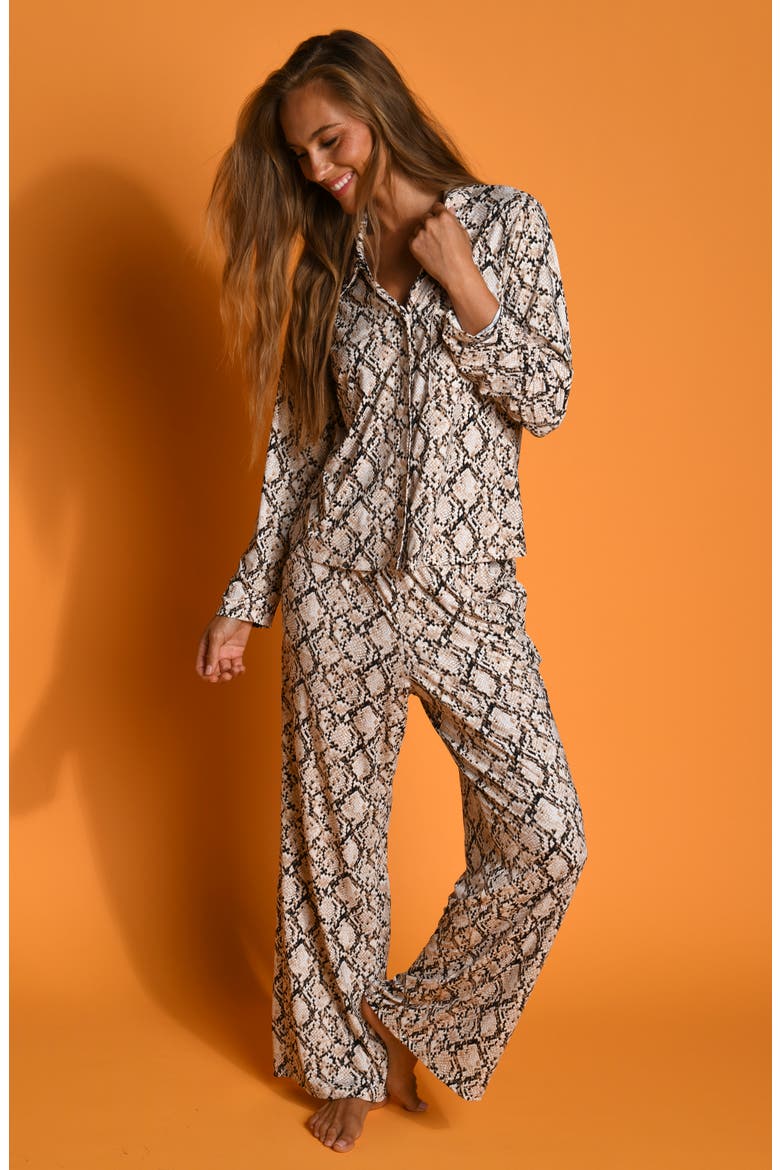 Island Serpent Pajamas, Alternate, color, BROWN MULTI