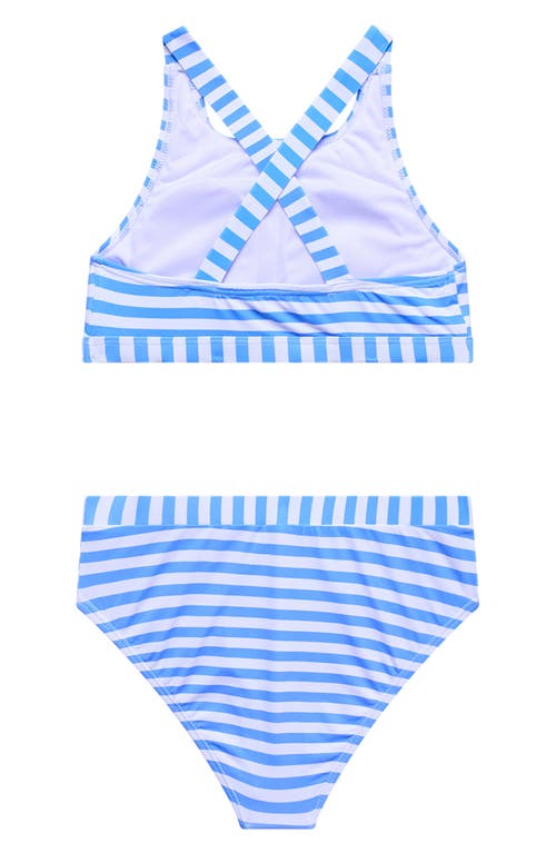 Beach Lingo Kids' Stripe Two-piece Swimsuit In Brown