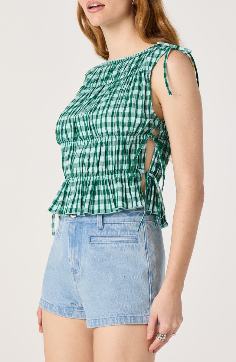 ASTR the Label Bianca Gingham Sleeveless Top, Main, color, Green Gingham