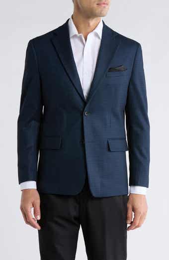 Duchamp Slim Fit Plaid Stretch Knit Blazer