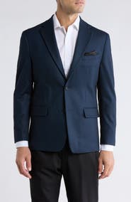Duchamp Slim Fit Plaid Stretch Knit Blazer